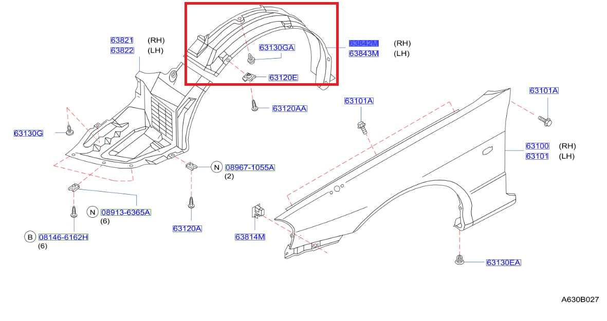 NISSAN Fender Liner Rear RHS - BNR34