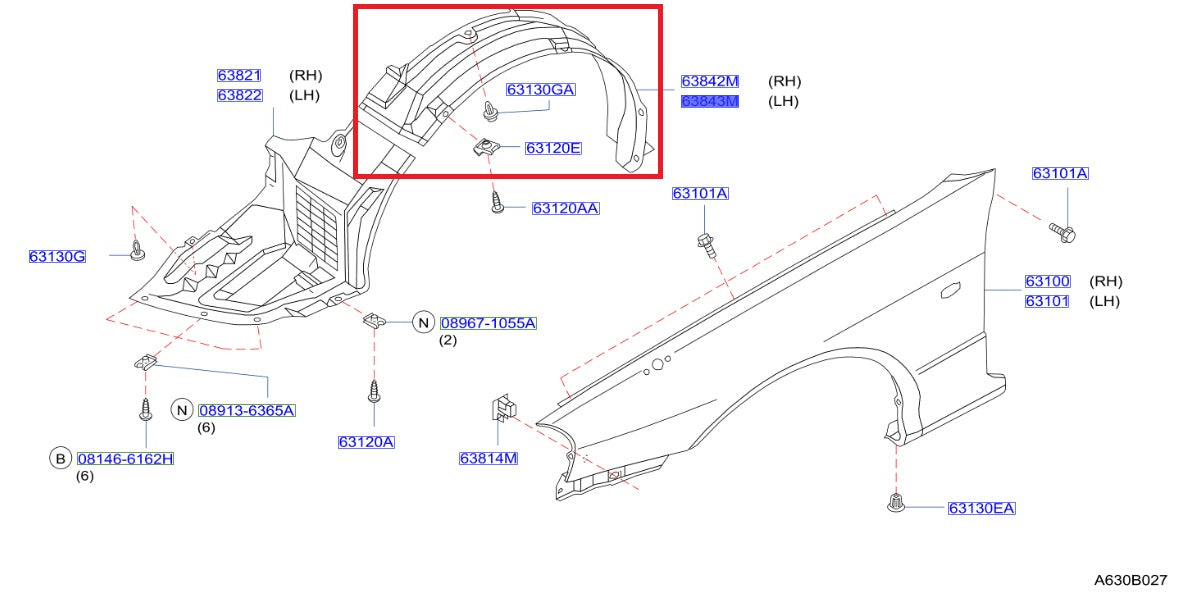 NISSAN Fender Liner Rear LHS - BNR34