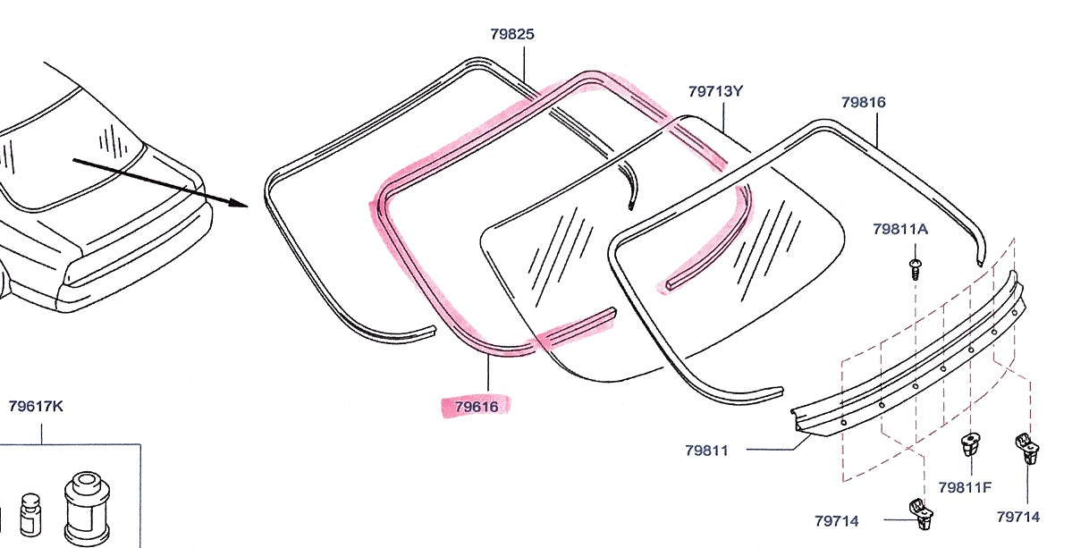 NISSAN Rear Window Inner Weatherstrip - R33 BCNR33