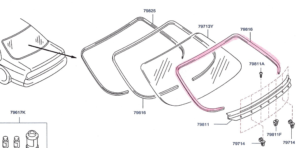 NISSAN Rear Window Outer Weatherstrip - R33 BCNR33 2 Doors