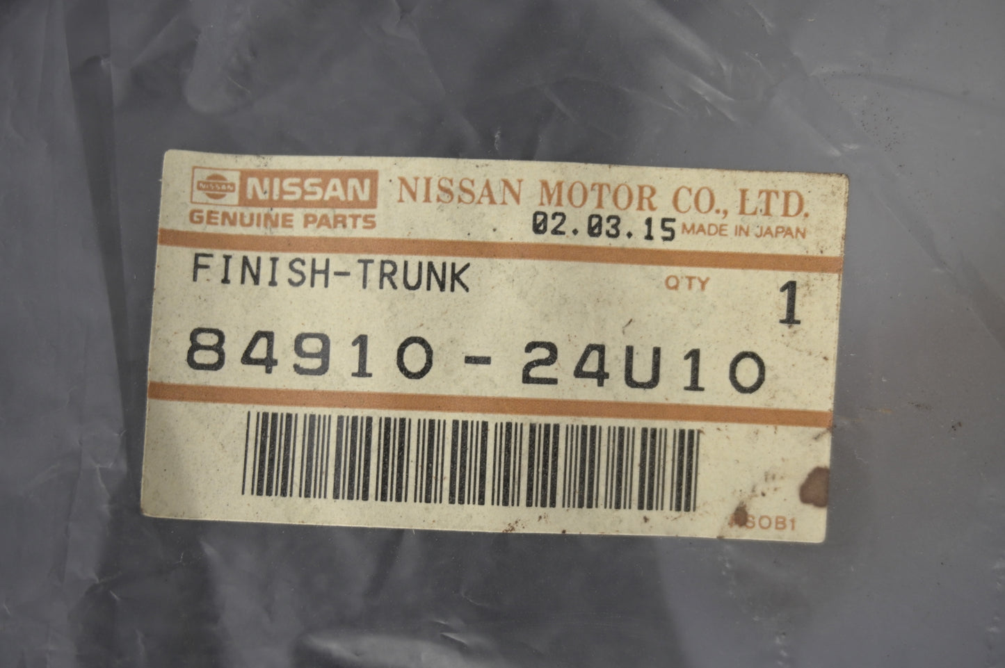 【UN-USED】 OEM Finisher Trunk Liner Front 84910-24U10 - BCNR33