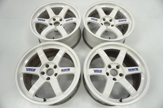 【USED】 Rays Volk Racing TE37 White 4pcs Set 18x9.5J +12 5H 114.3