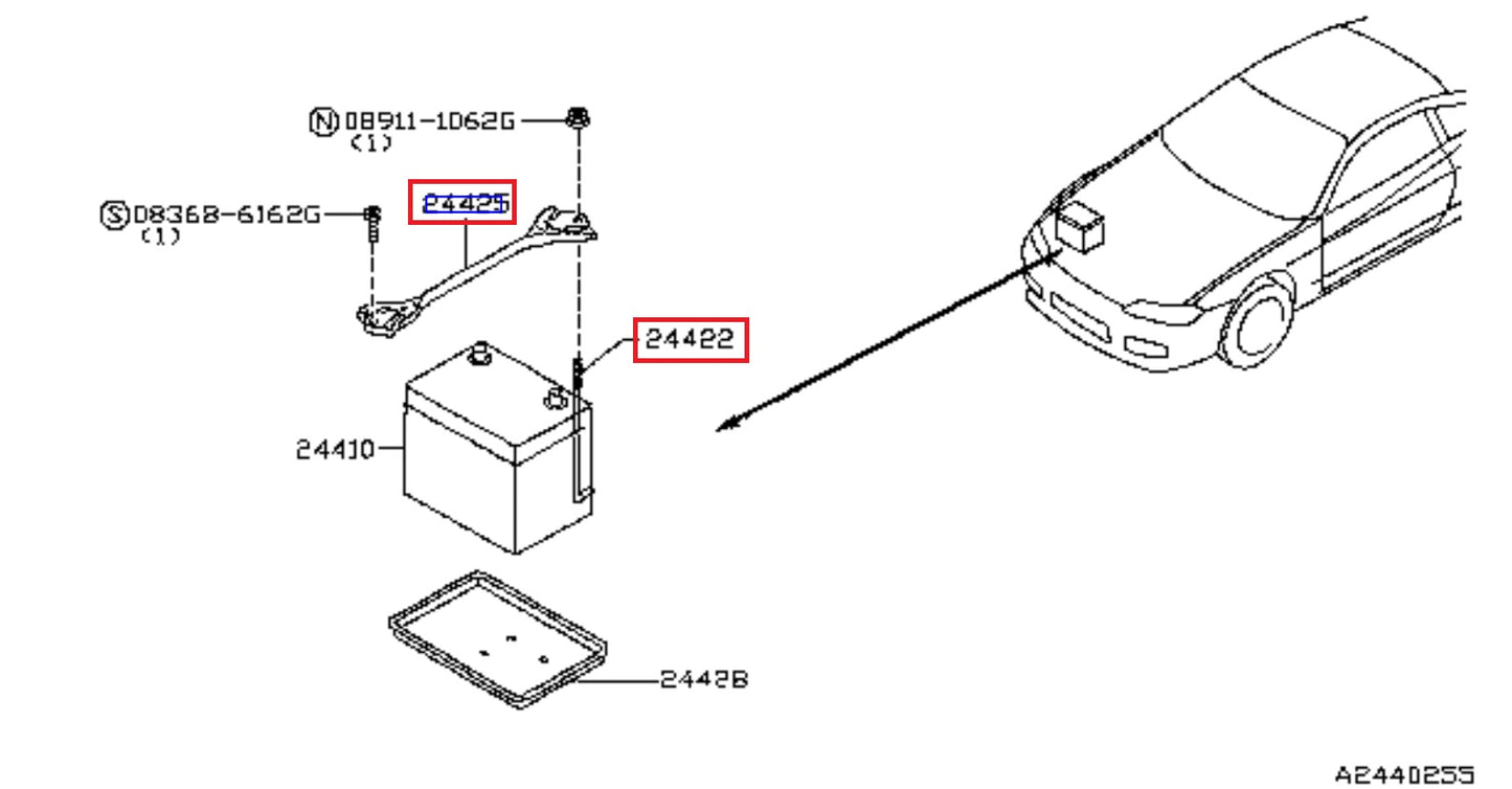 NISSAN Battery Bracket & Rod Set - S14 S15