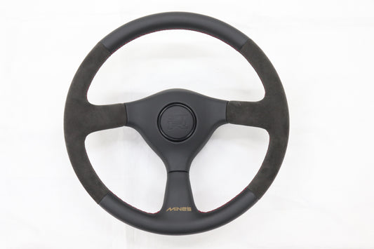 Mine's Leather 355mm Steering Wheel Red Stitch - BNR32