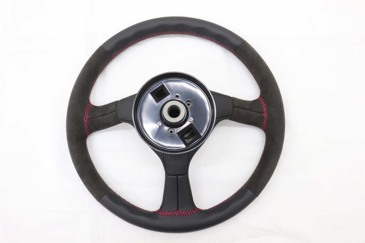 Mine's Leather 355mm Steering Wheel Red Stitch - BNR32