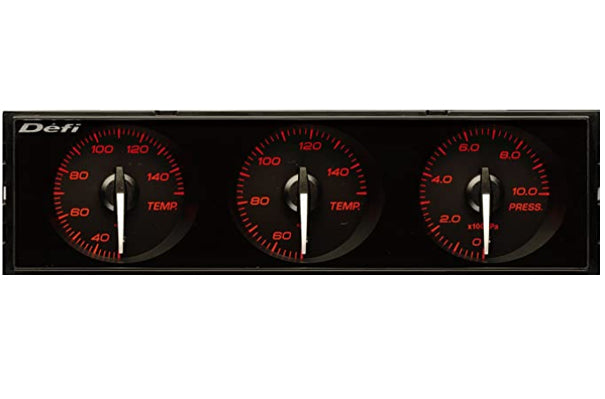 Defi DIN-Gauge Style21 3 Meter Combination - Red White