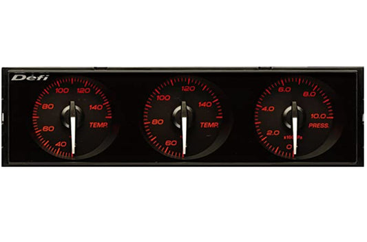 Defi DIN-Gauge Style21 3 Meter Combination - Red White