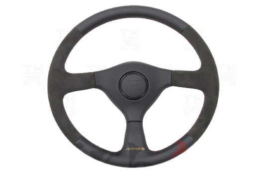 Mine's Leather 355mm Steering Wheel Gray Stitch - BNR32